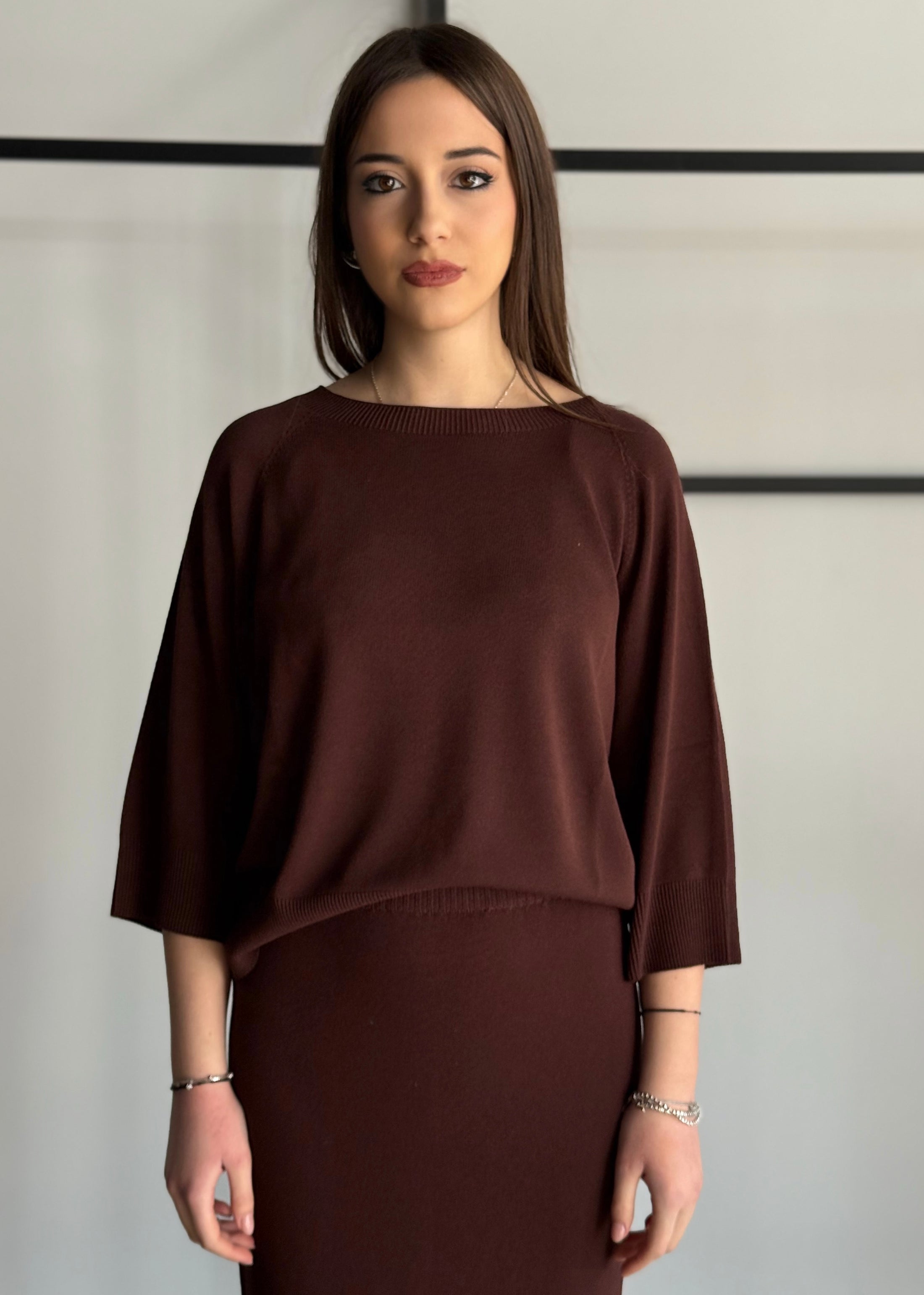 Maglia KONTATTO manica 3/4 cioccolato