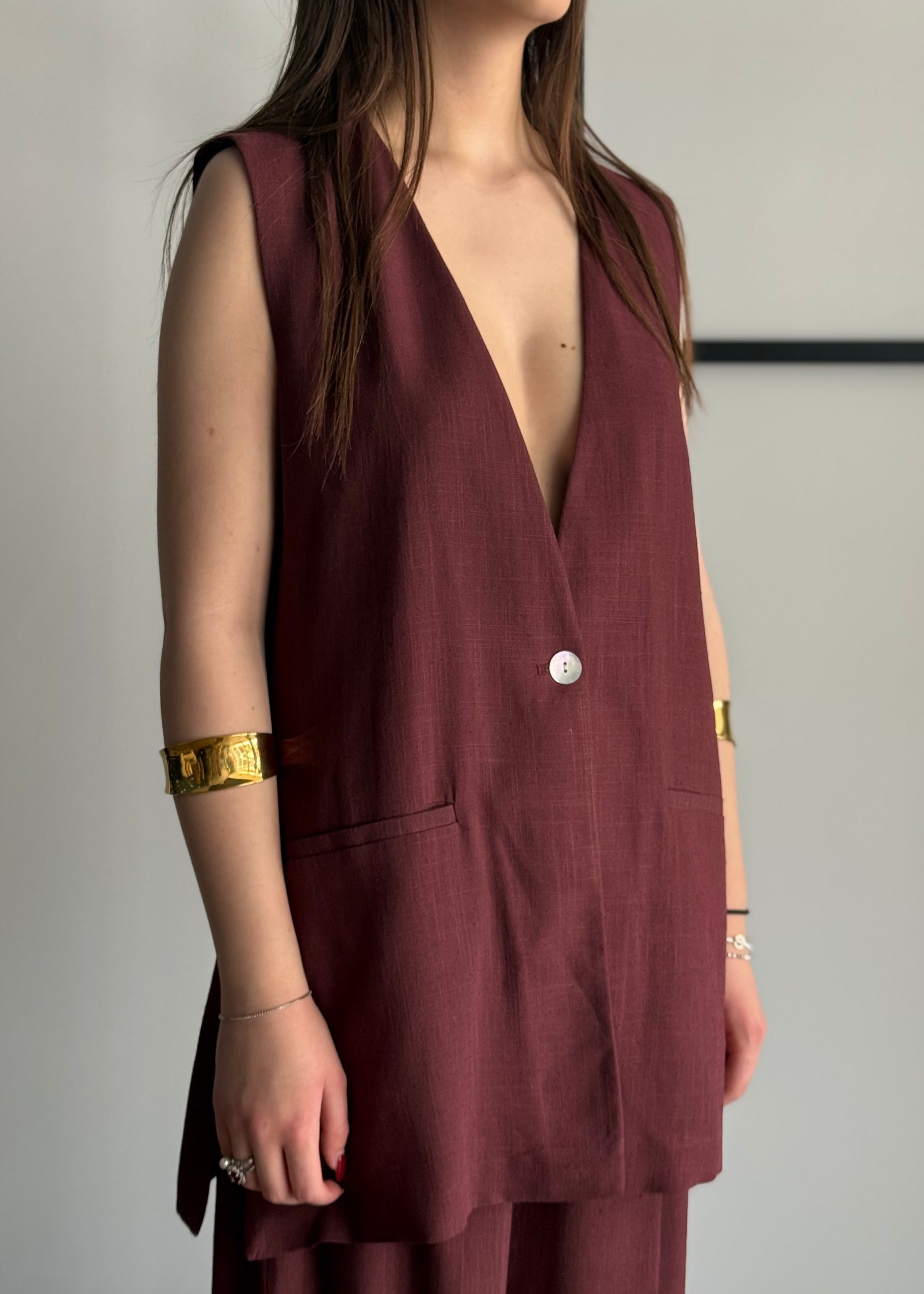 Gilet lungo India con bottone