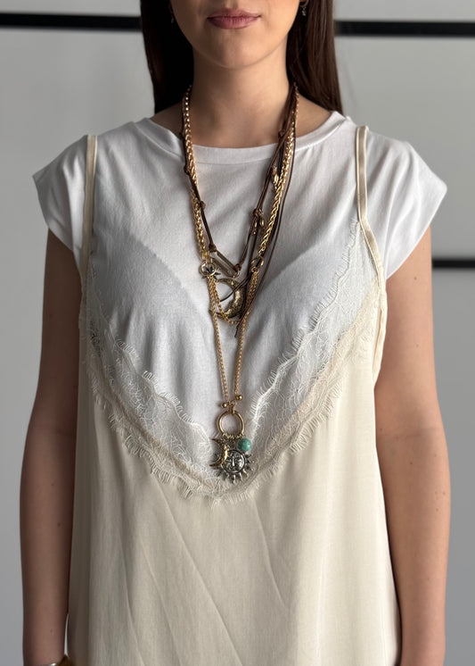 Abito t-shirt KIKISIX con sottoveste raso