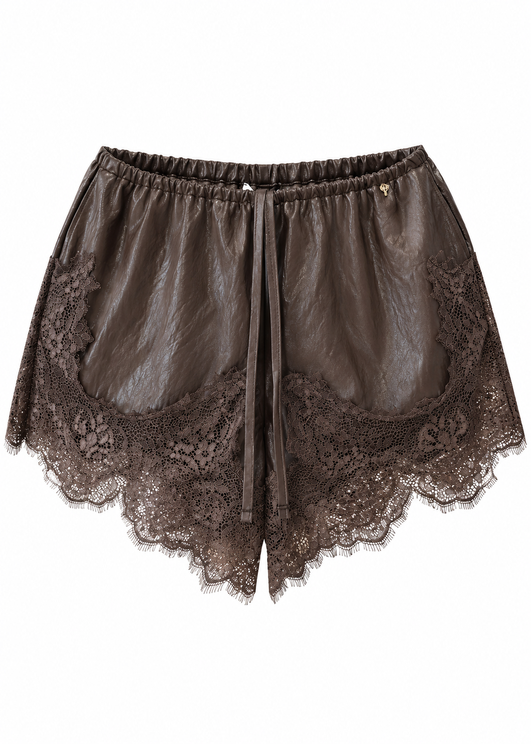 Shorts effetto pelle con pizzo - PHILIALOFT