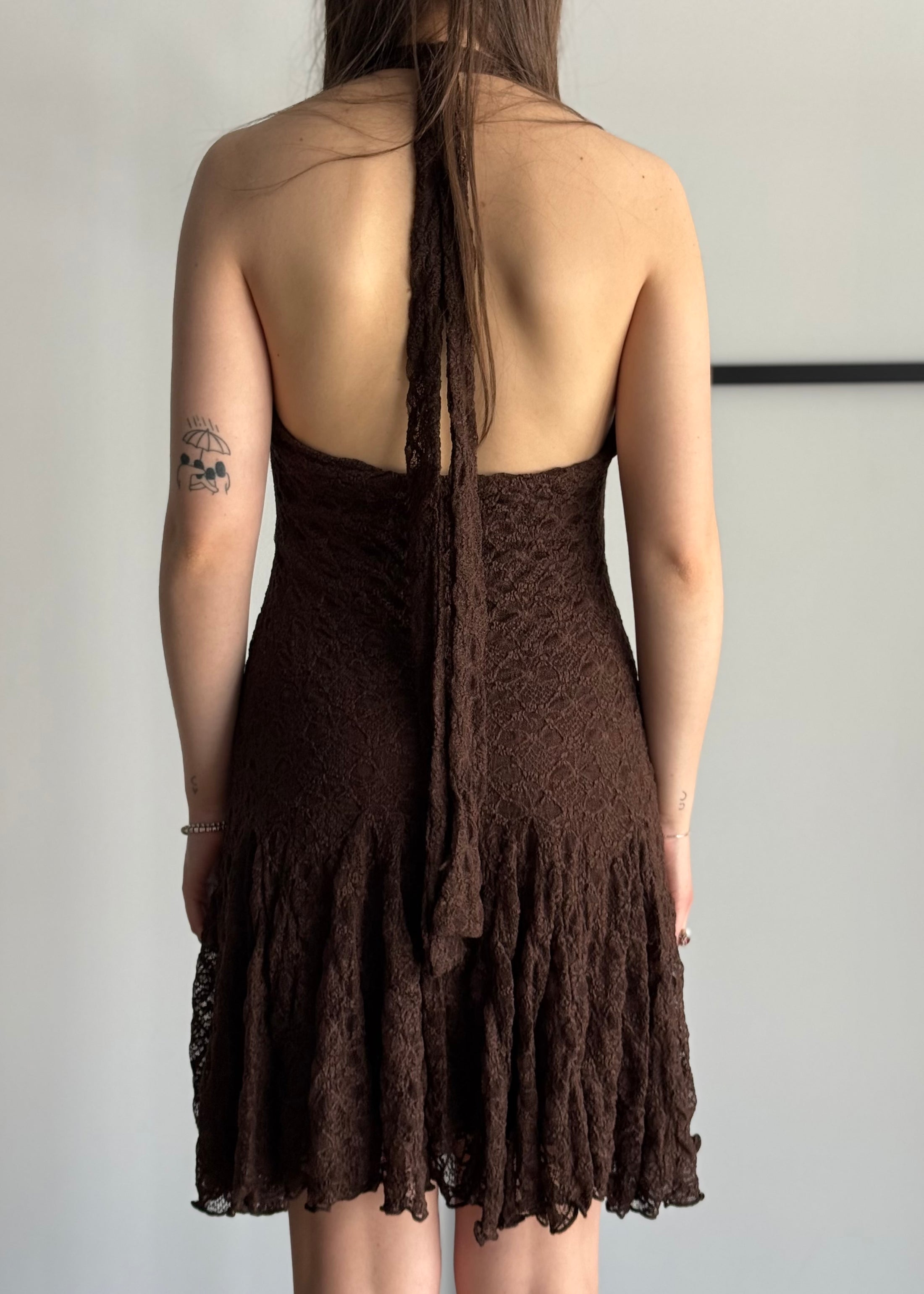 Abito halter in pizzo moro