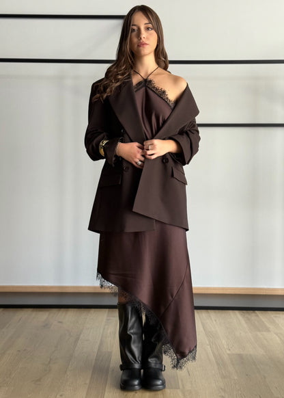 Blazer doppiopetto marrone con revers ampi -KONTATTO