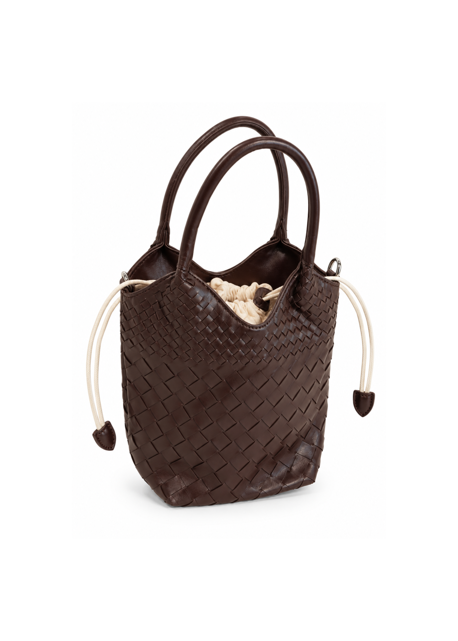 Borsa Bucket Intrecciata moro