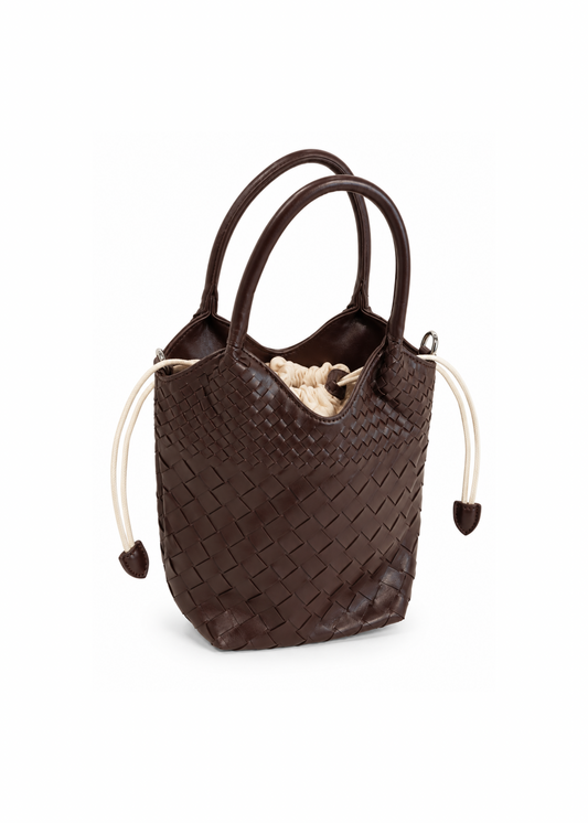 Borsa Bucket Intrecciata moro