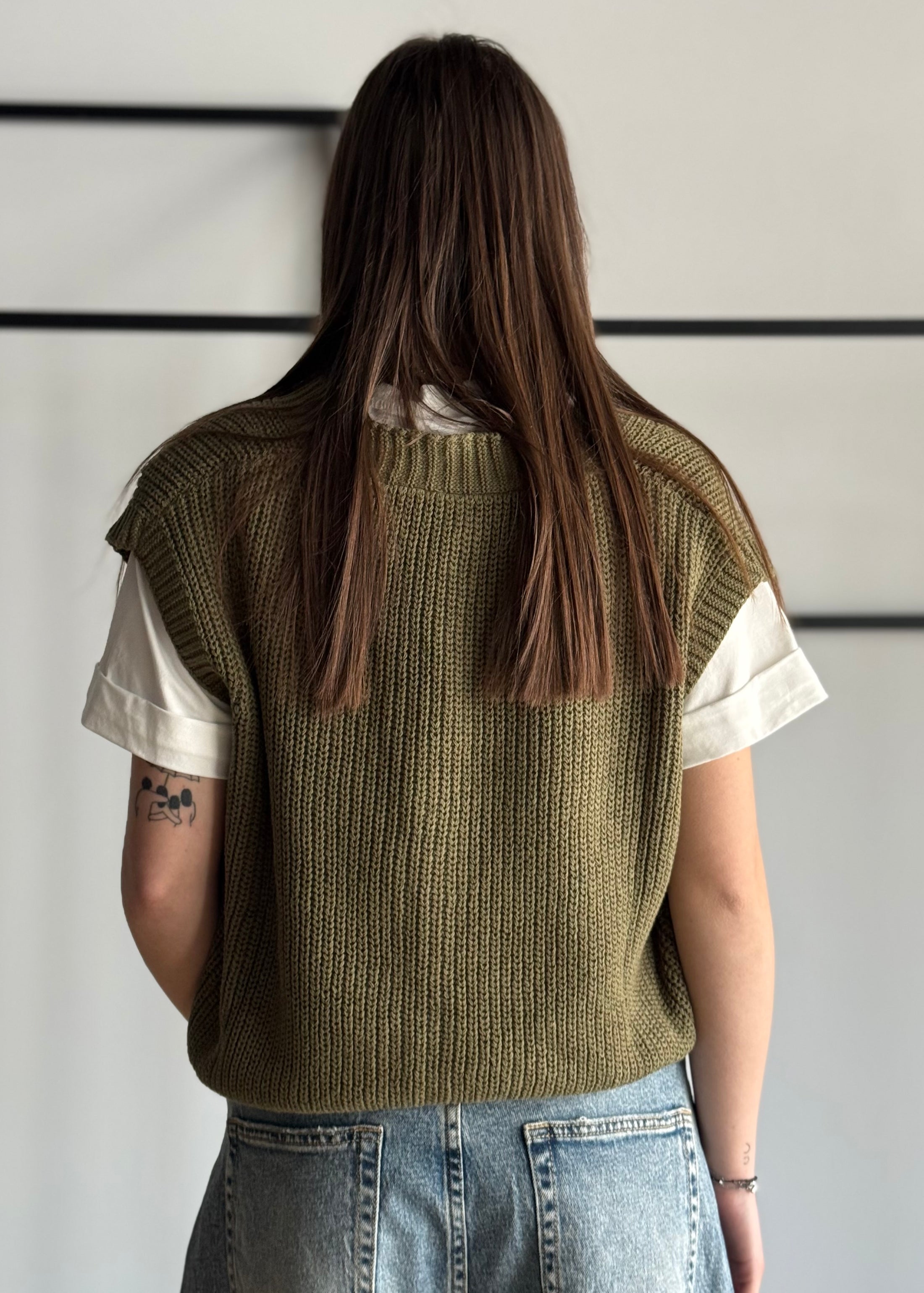 Gilet ZAHJR in maglia con bottoni militare