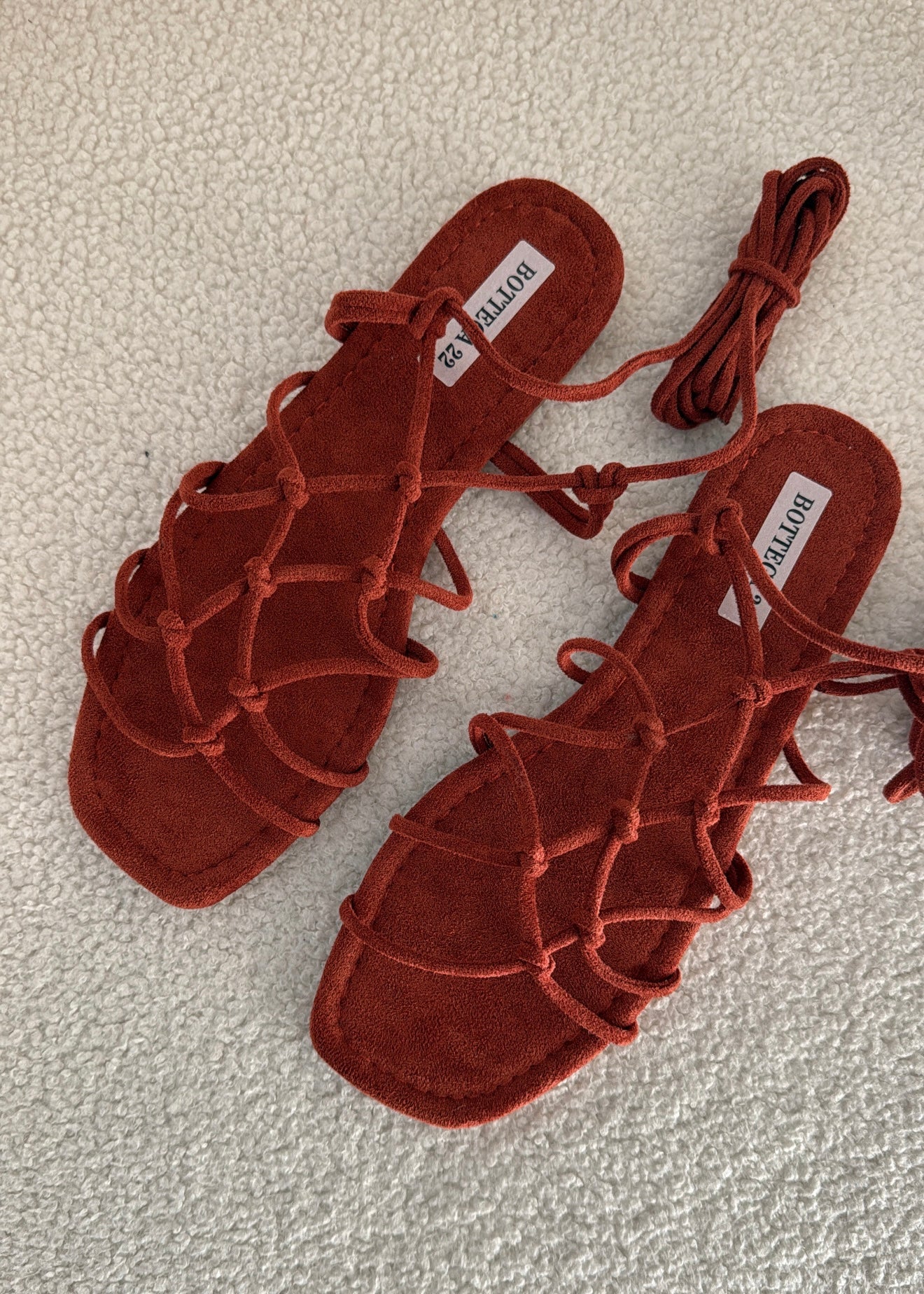 Sandali alla schiava in suede ruggine