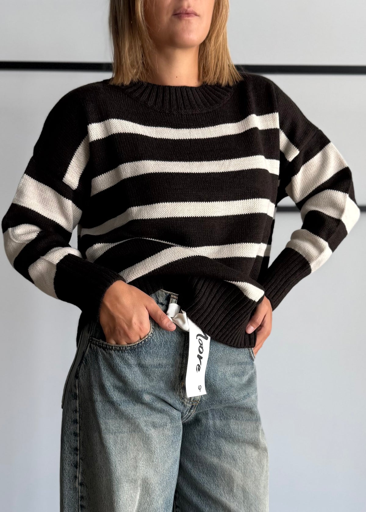 Maglia over a righe moro - ZAHJR