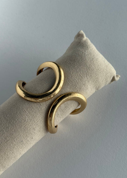 Bracciale rigido dorato doppio cerchio aperto