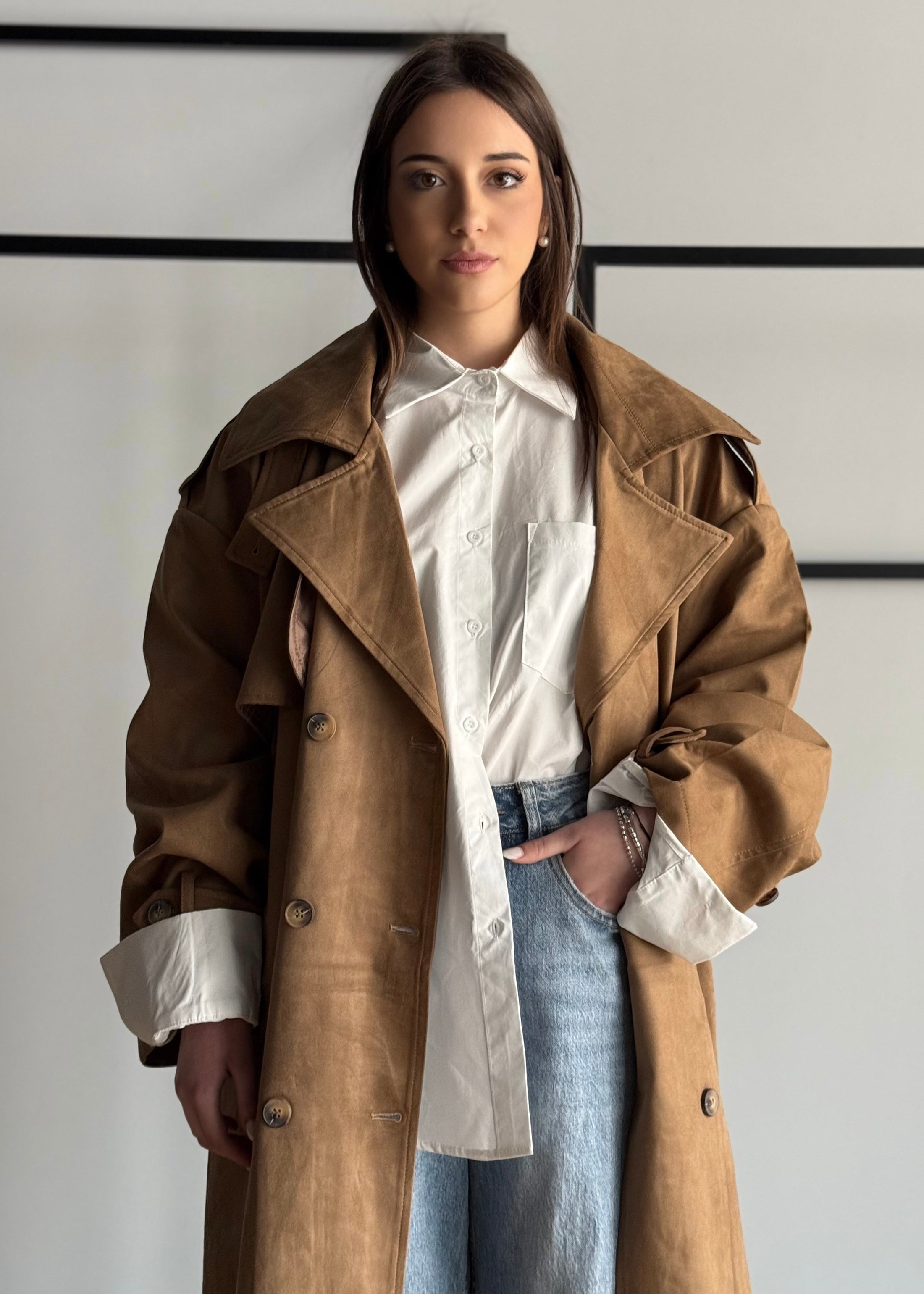 Trench THEVICE in suede cammello