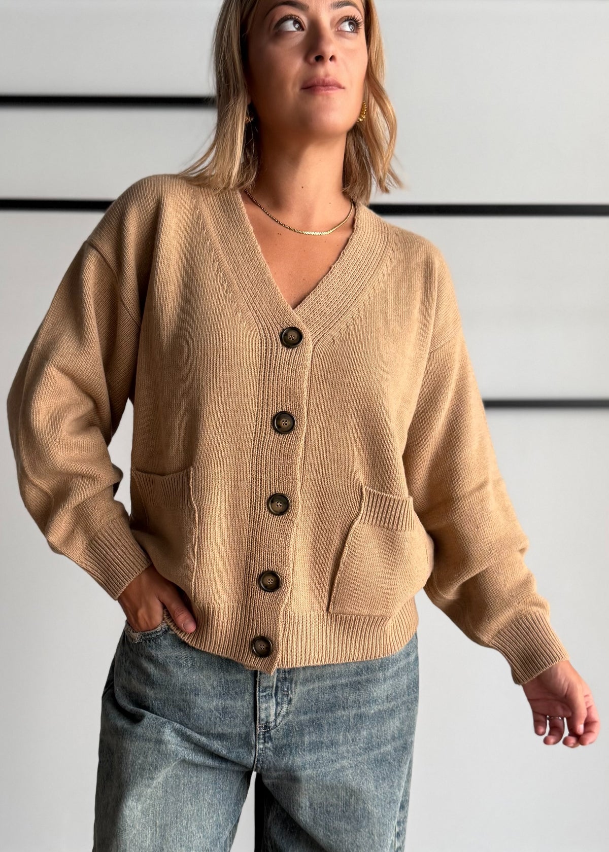 Cardigan over mastice con tasche - KONTATTO