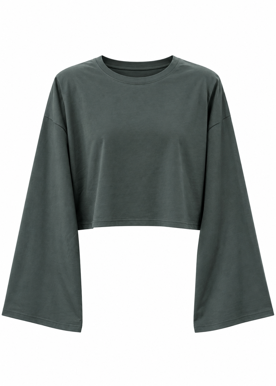 T-shirt cropped militare con spalline imbottite