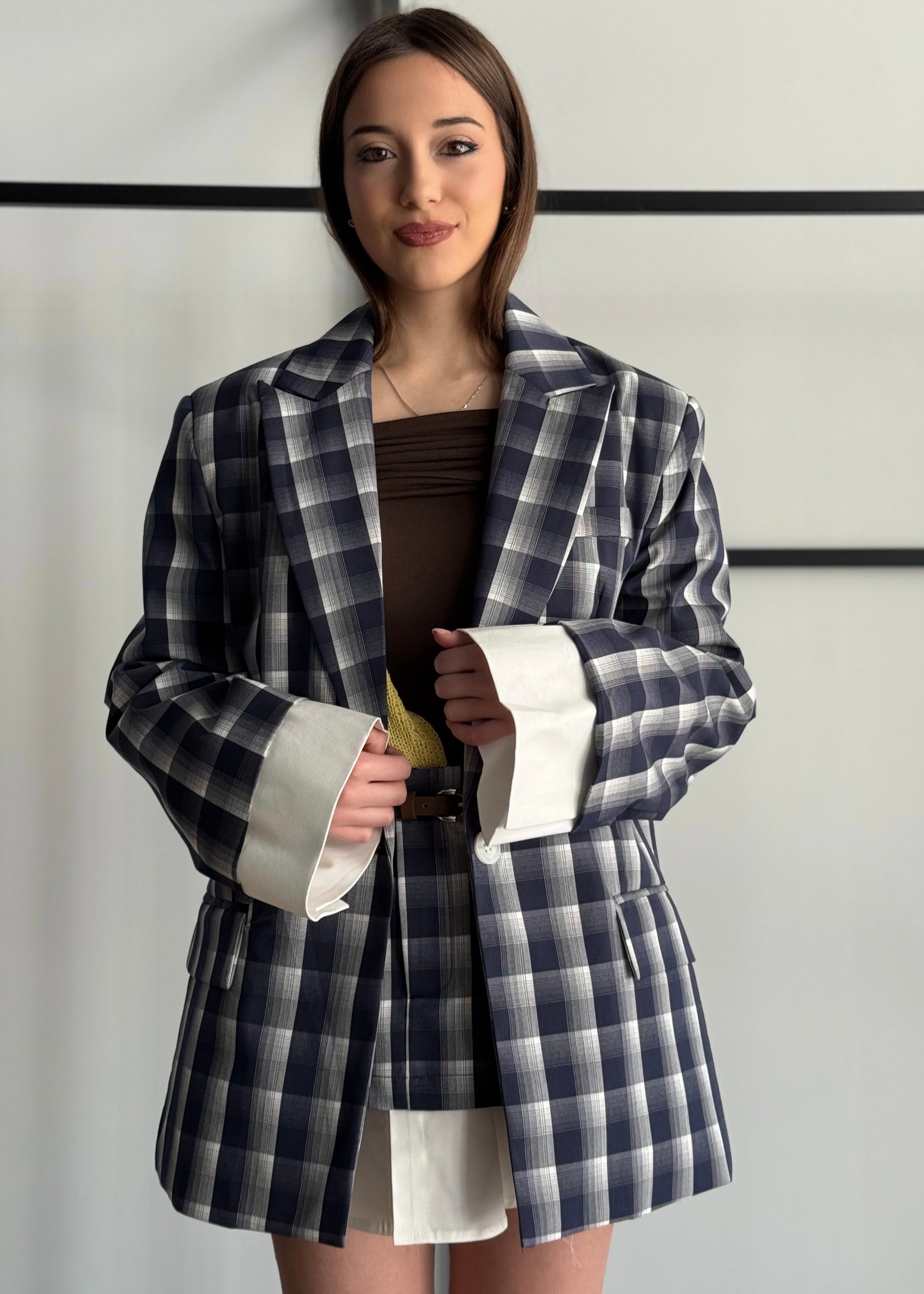 Blazer LUMINA a quadri blu