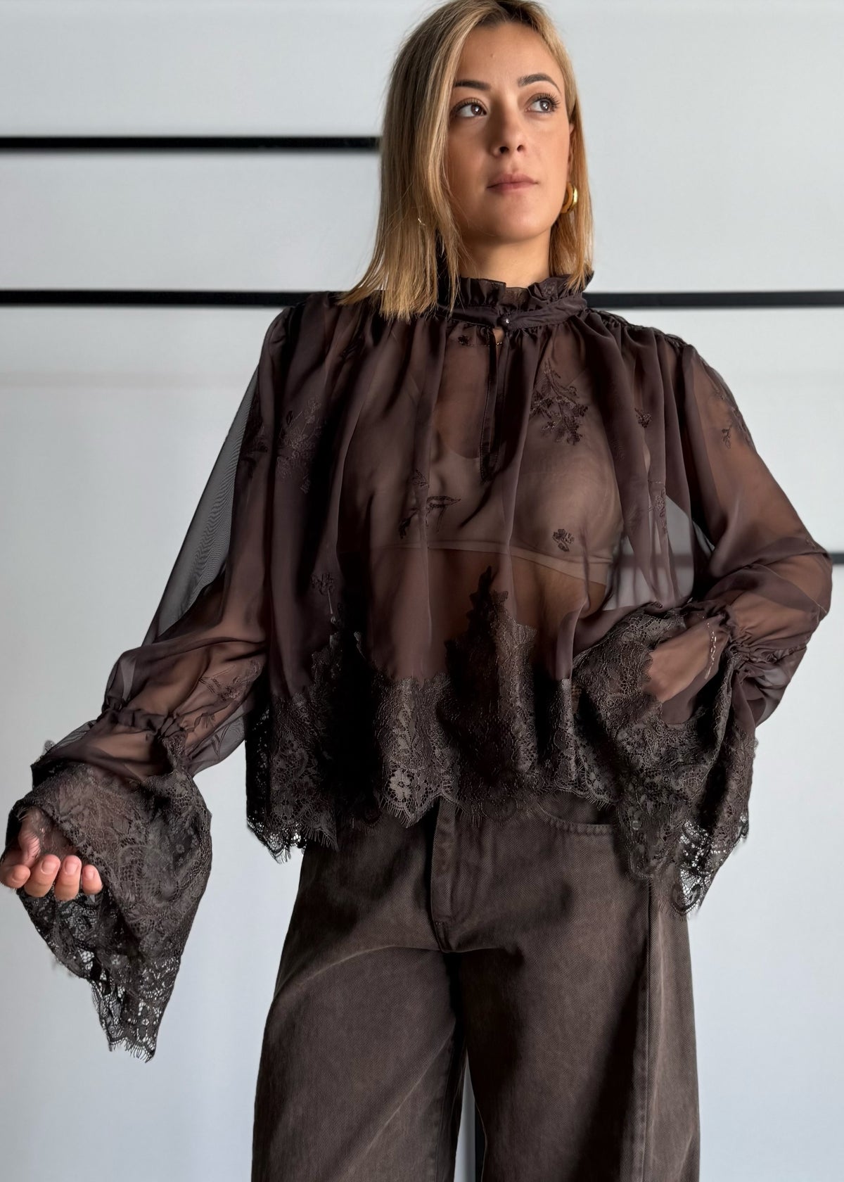 Blusa satin & lace - PHILIALOFT
