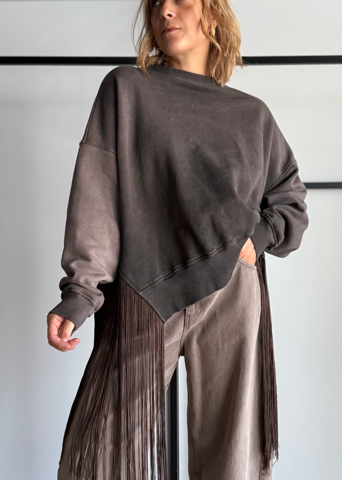Felpa oversize con frange lunghe - PHILIALOFT