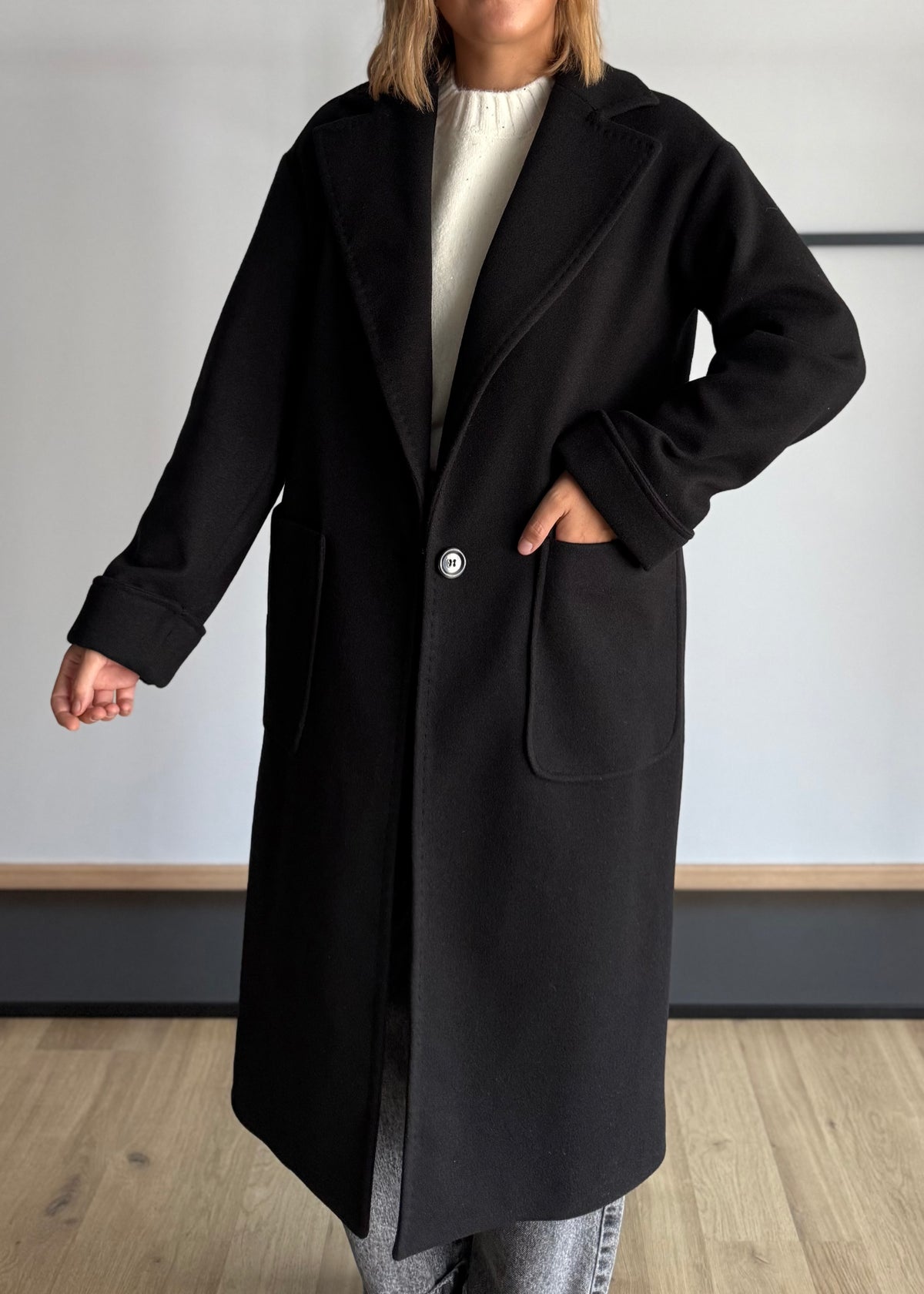 Cappotto lungo monopetto con maxi tasche - ZAHJR