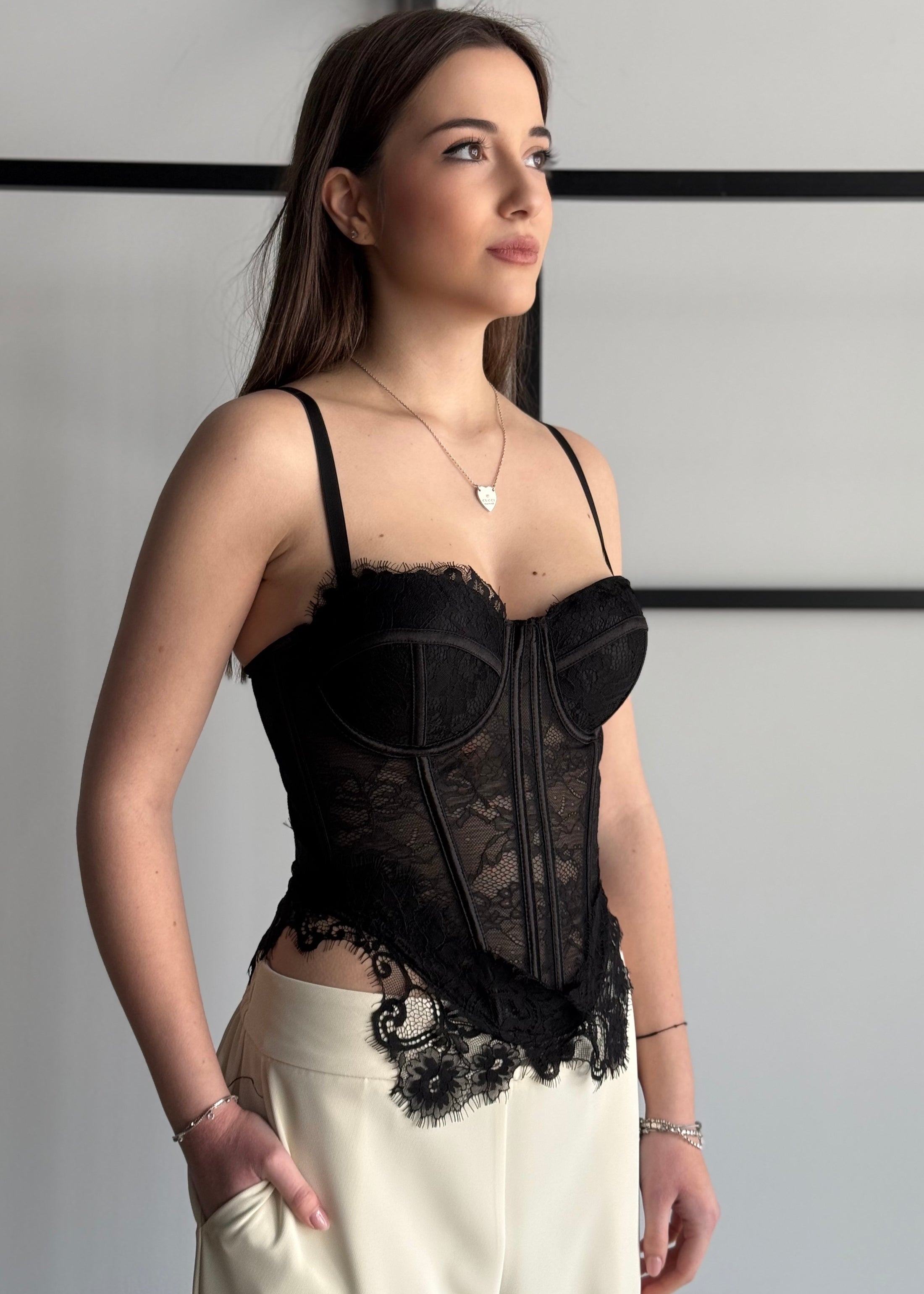 Bustier THEVICE nero in pizzo