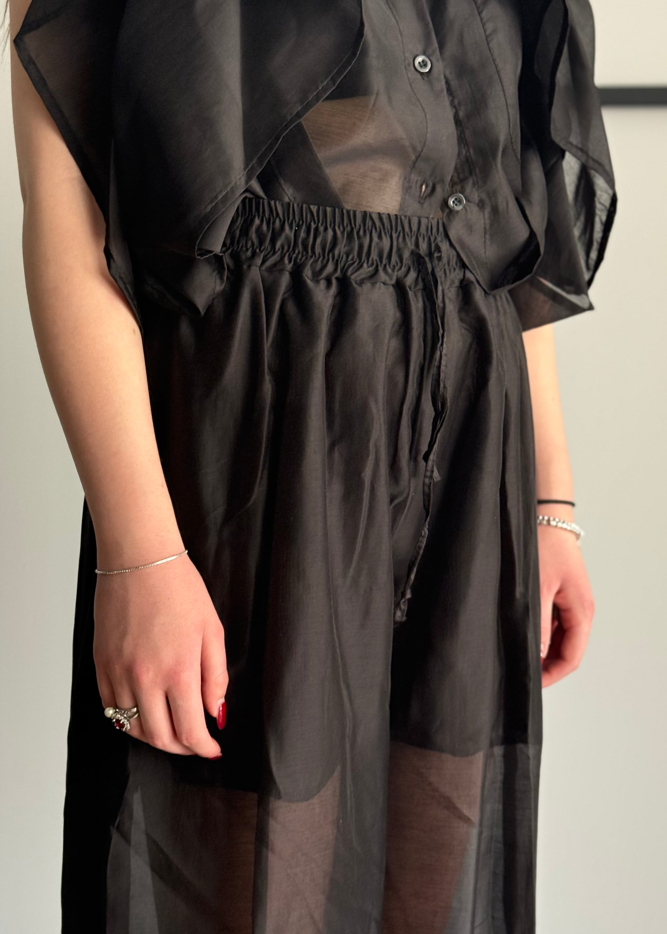 Pantalone balloon trasparente nero
