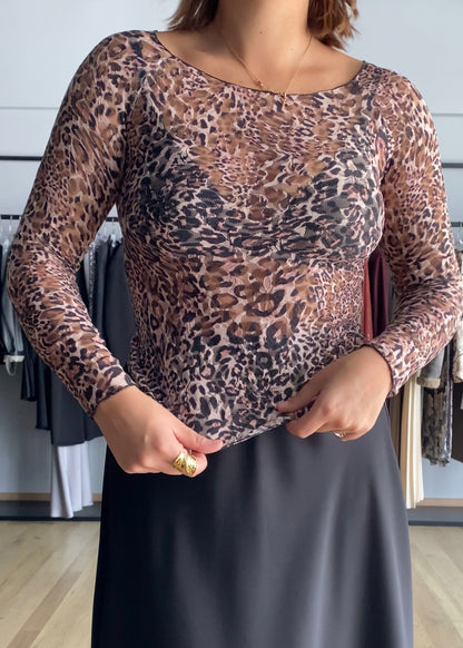 Maglia in pizzo stampa animalier