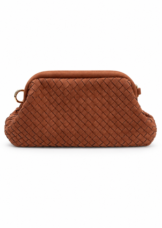 Clutch coccio effetto suede