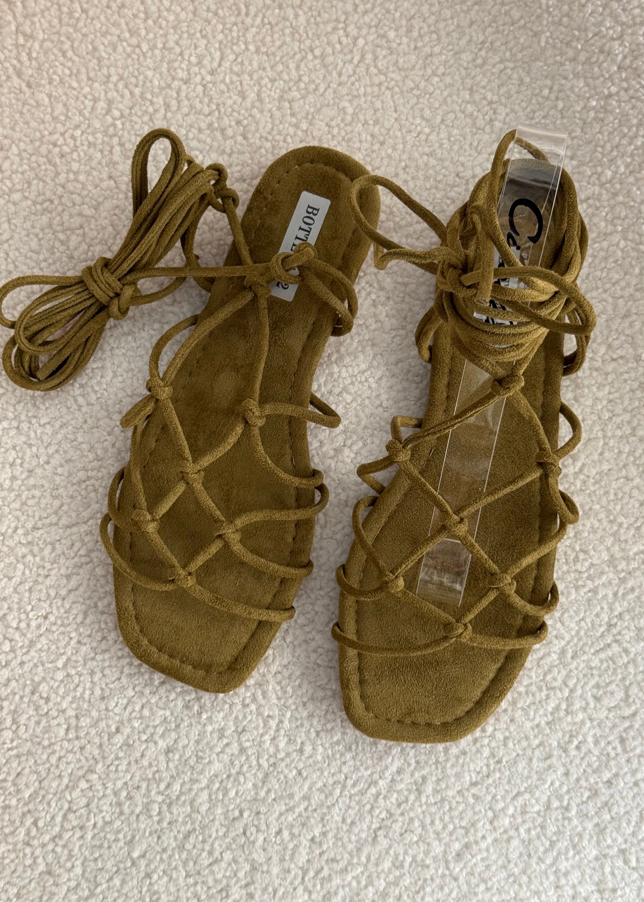 Sandali alla schiava in suede verde oliva