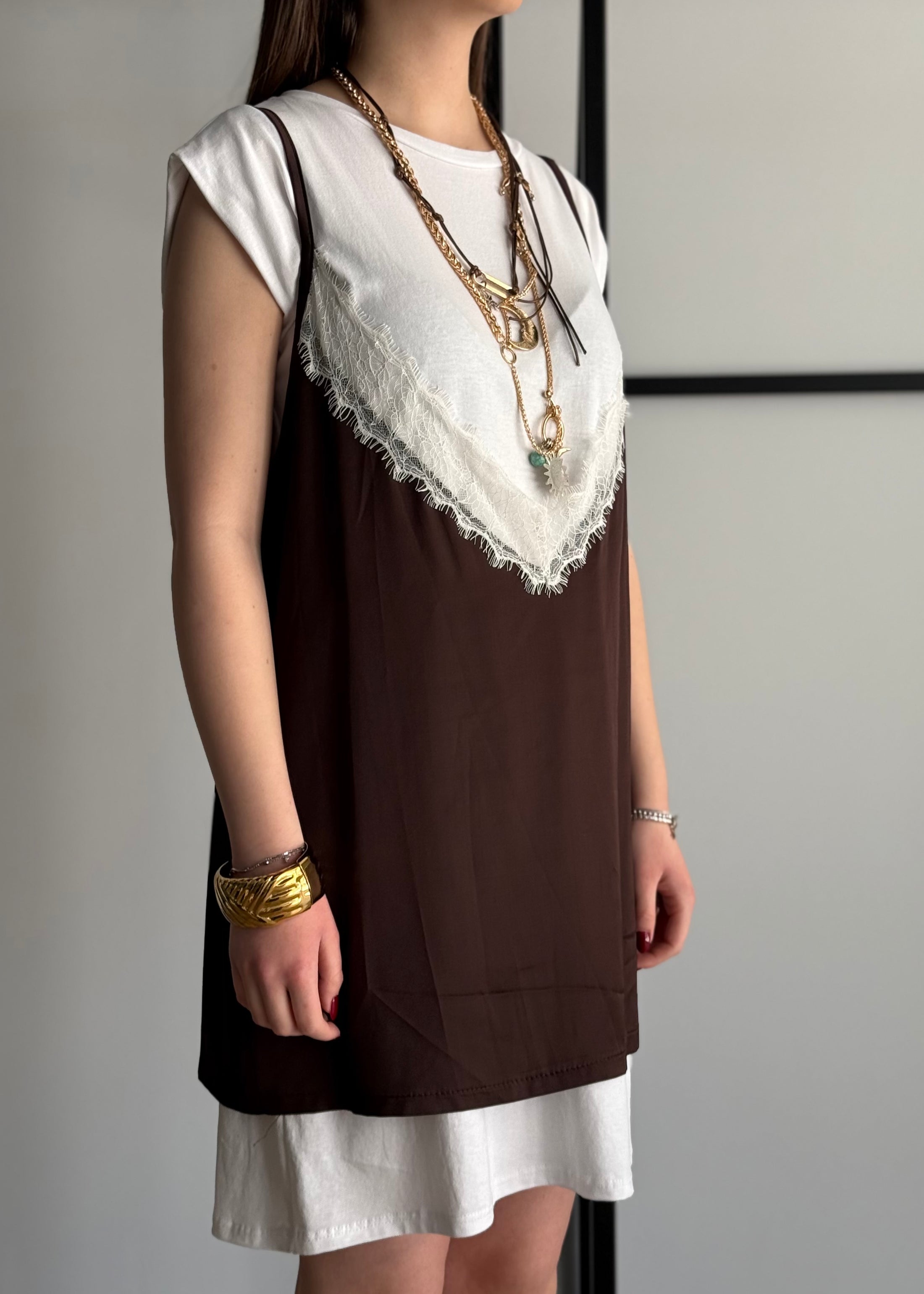 Abito t-shirt KIKISIX con sottoveste raso