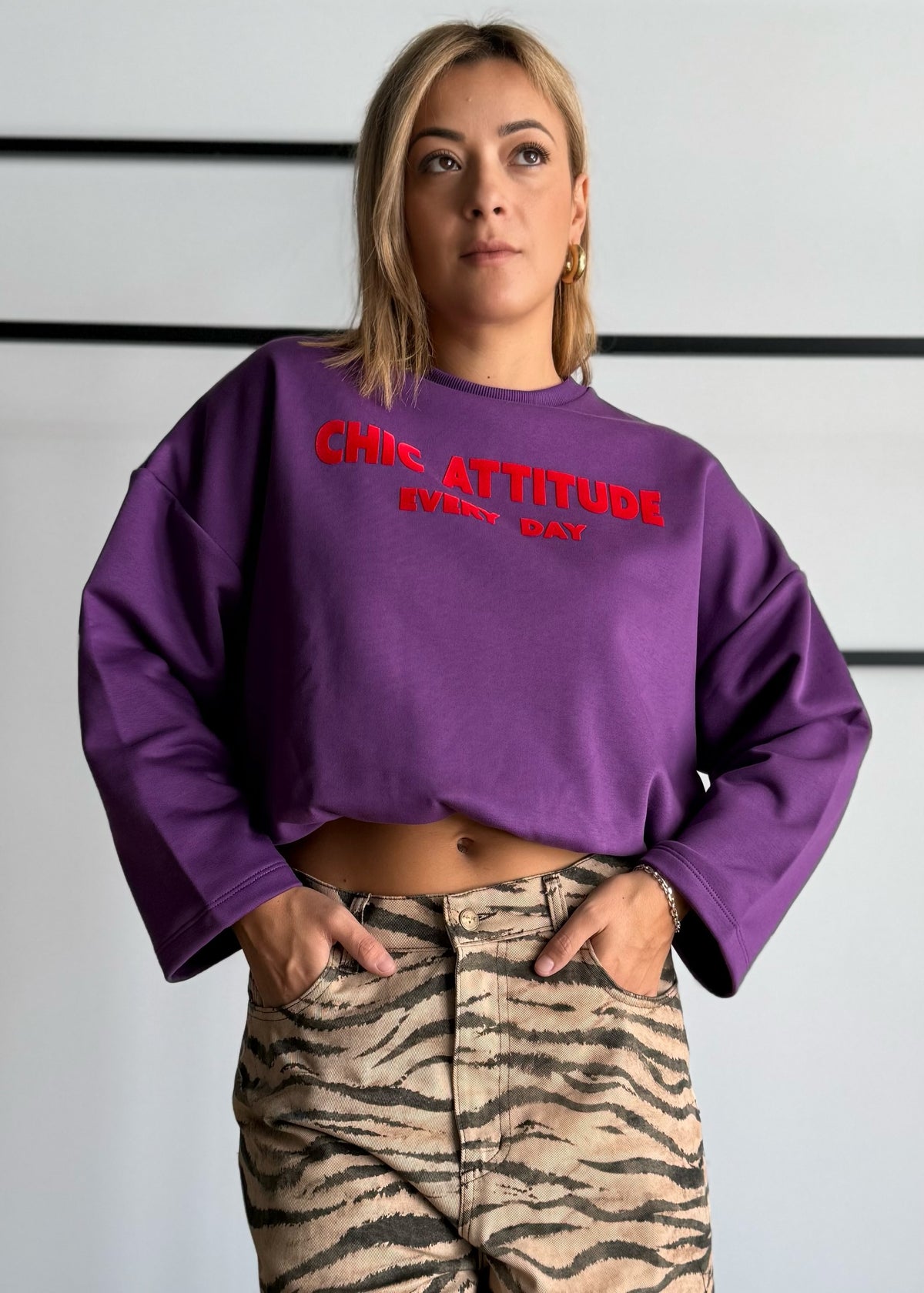 Felpa chic attitude viola - KONTATTO