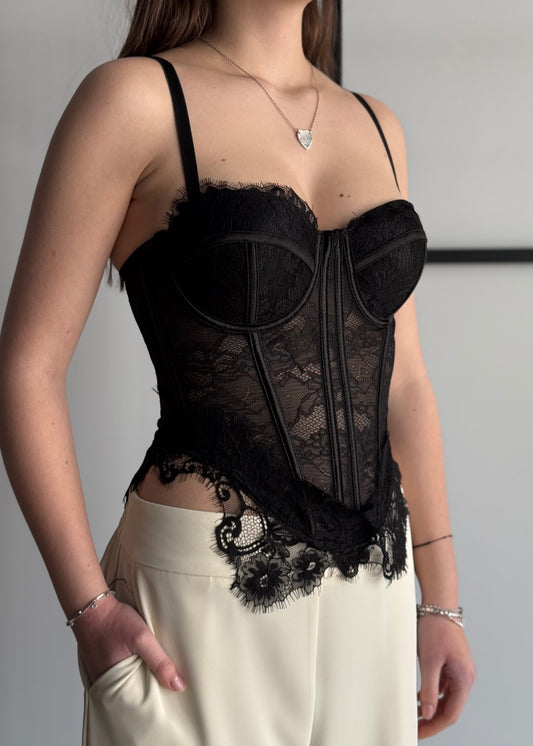 Bustier THEVICE nero in pizzo