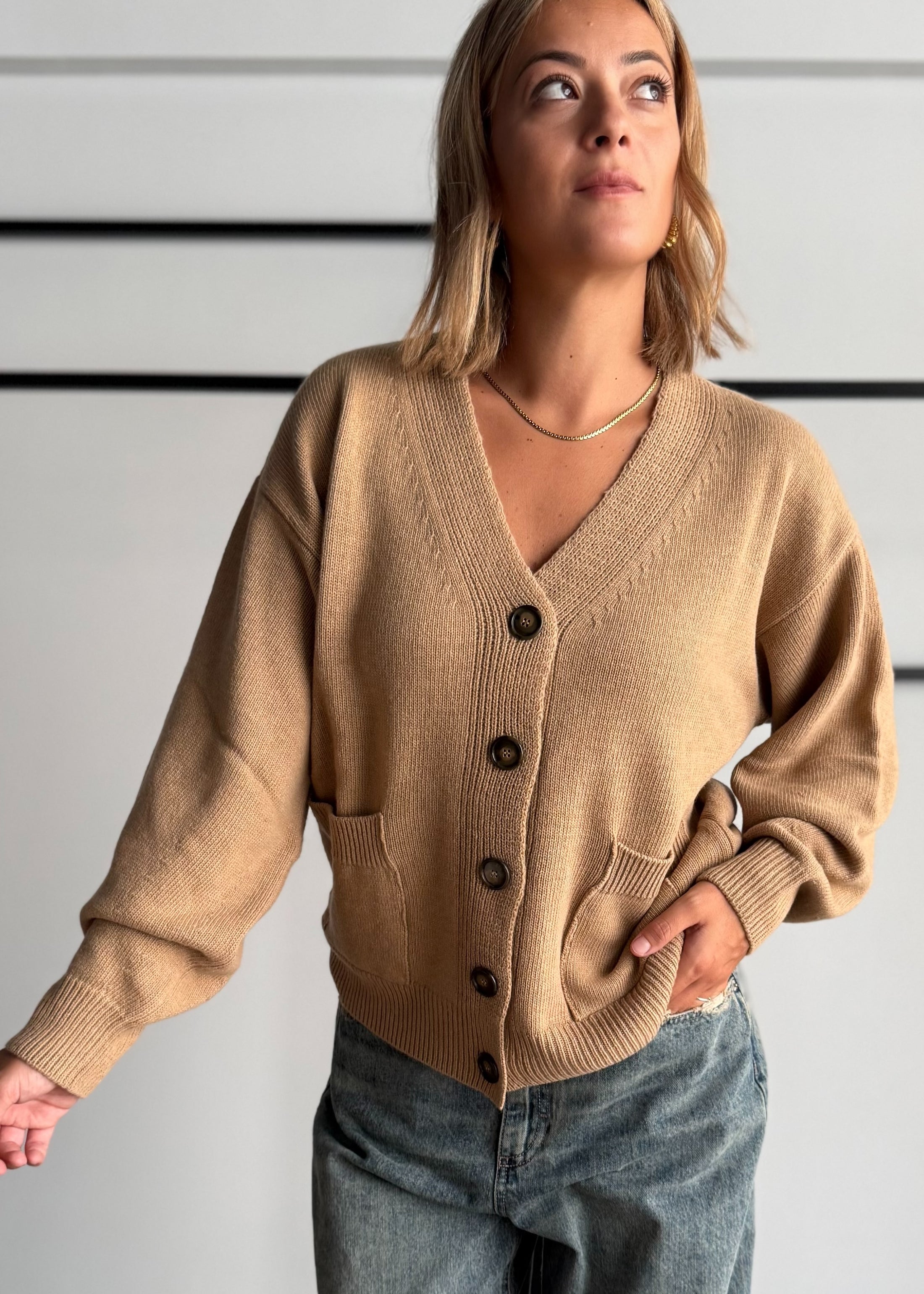 Cardigan over mastice con tasche - KONTATTO