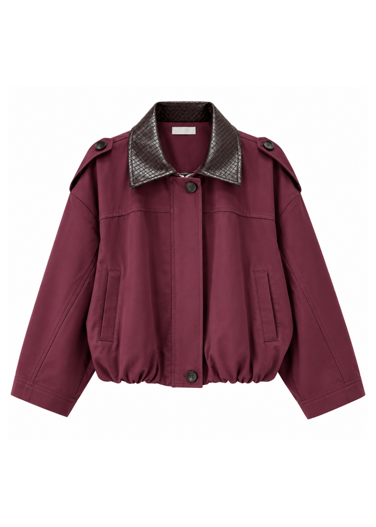 Giacca Bomber vino con Collo in Ecopelle