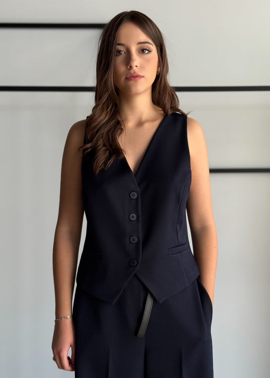 Gilet sartoriale blu con bottoni -ZAHJR