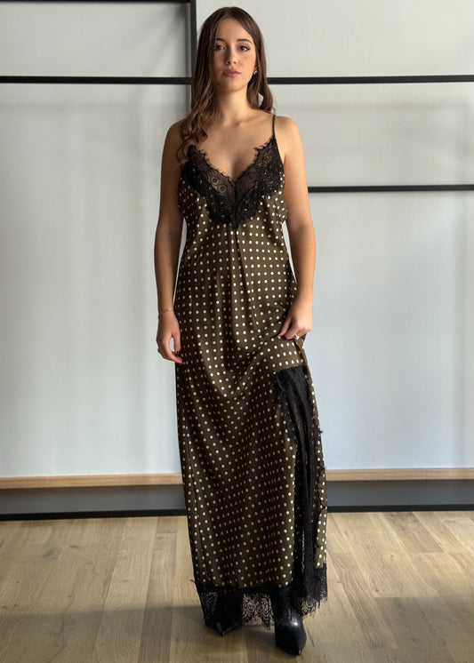 Abito sottoveste a pois con pizzo
