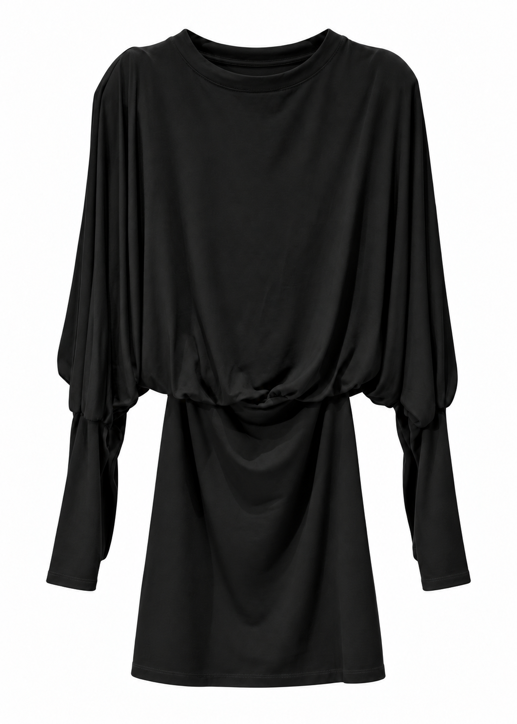 Abito corto drappeggiato nero con spalline - PHILIALOFT