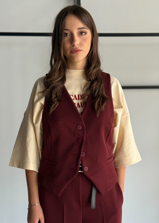 Gilet sartoriale vino con bottoni