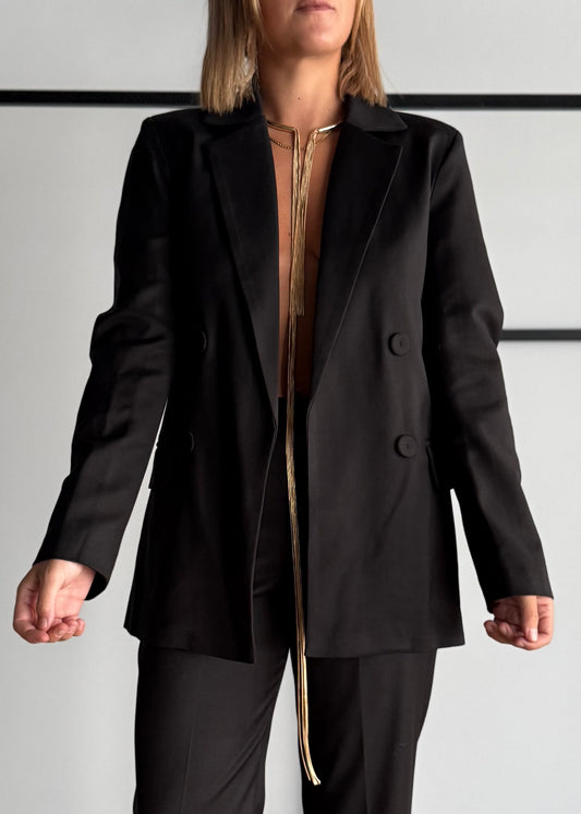 Blazer nero doppiopetto sartoriale - ZAHJR