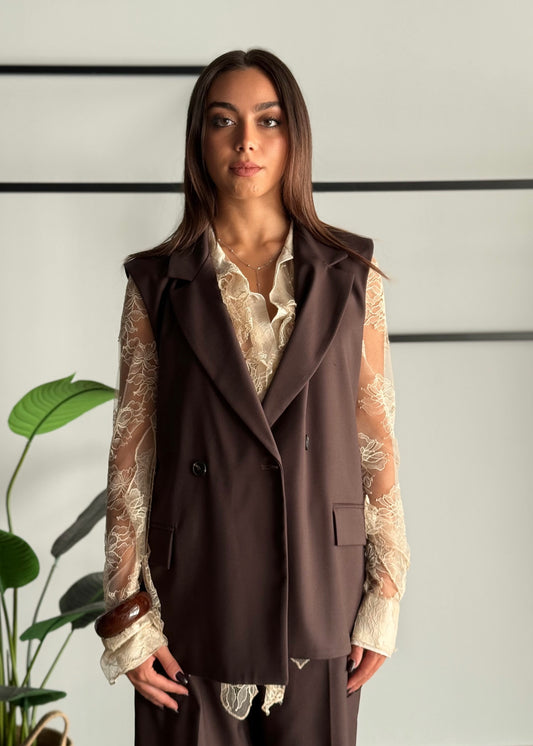 Gilet doppiopetto con revers- ZAHJR