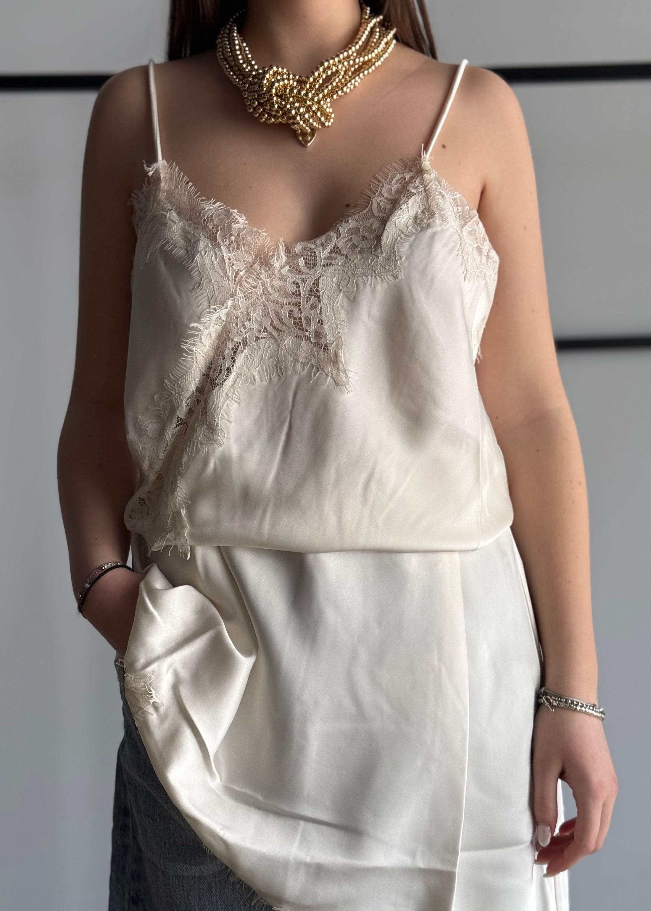 Abito THEVICE in satin con pizzo