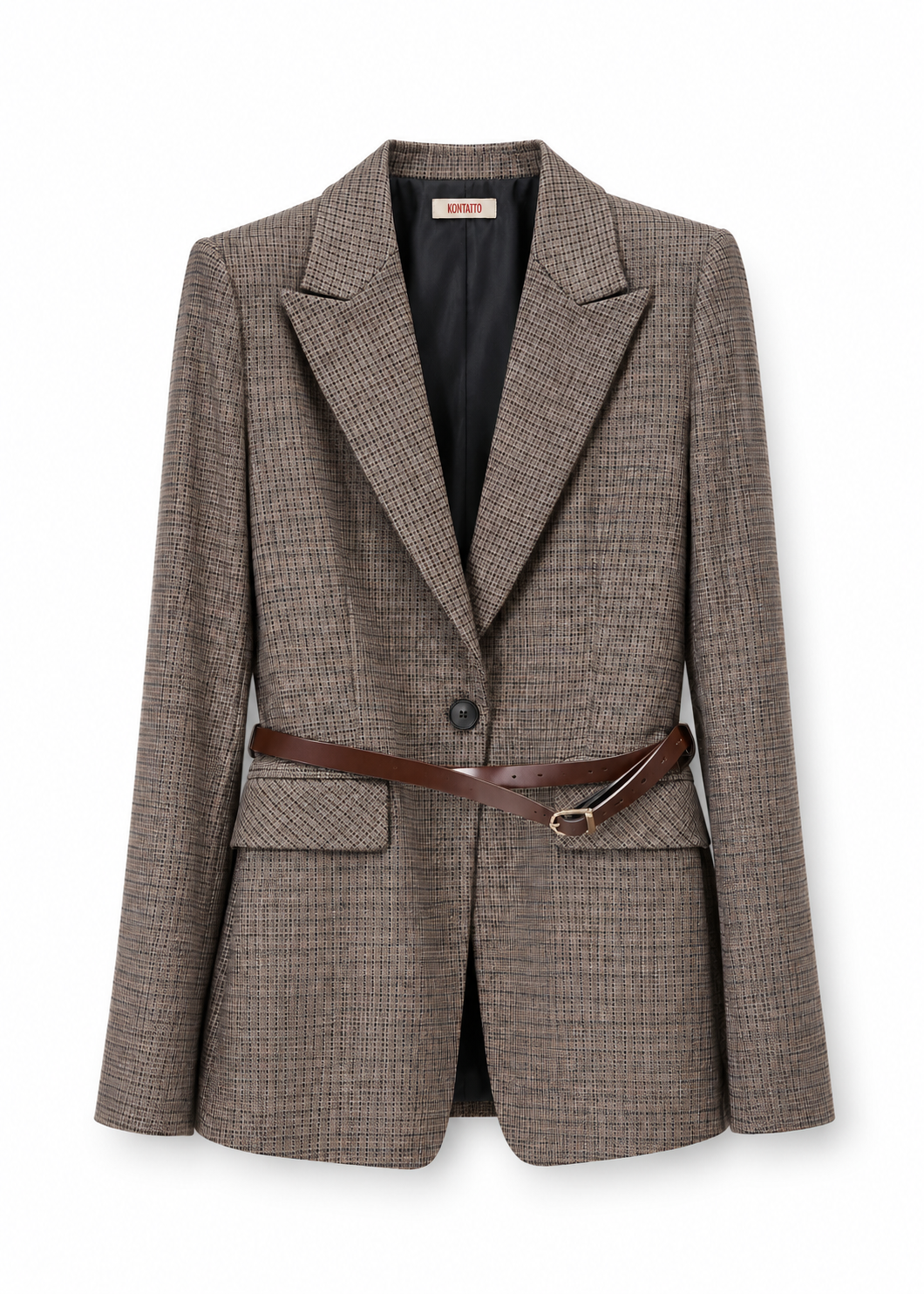 Giacca check con cintura - KONTATTO
