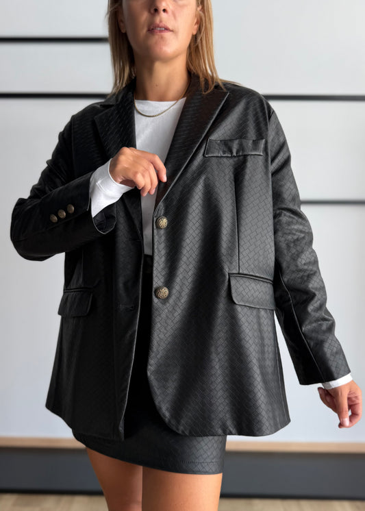 Blazer nero texture rombi - ZAHJR