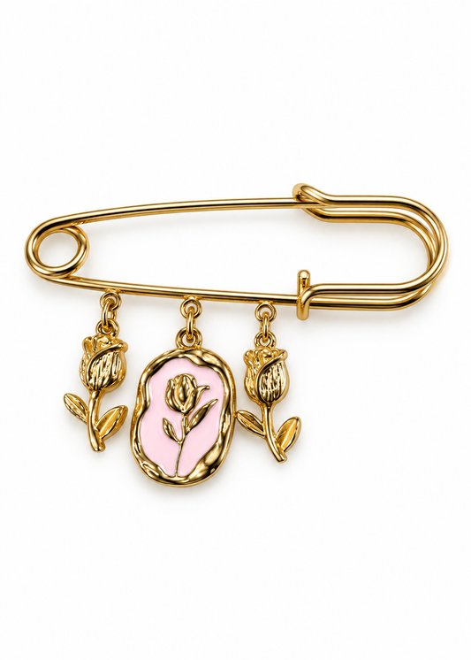 Spilla dorata con charms tulipano