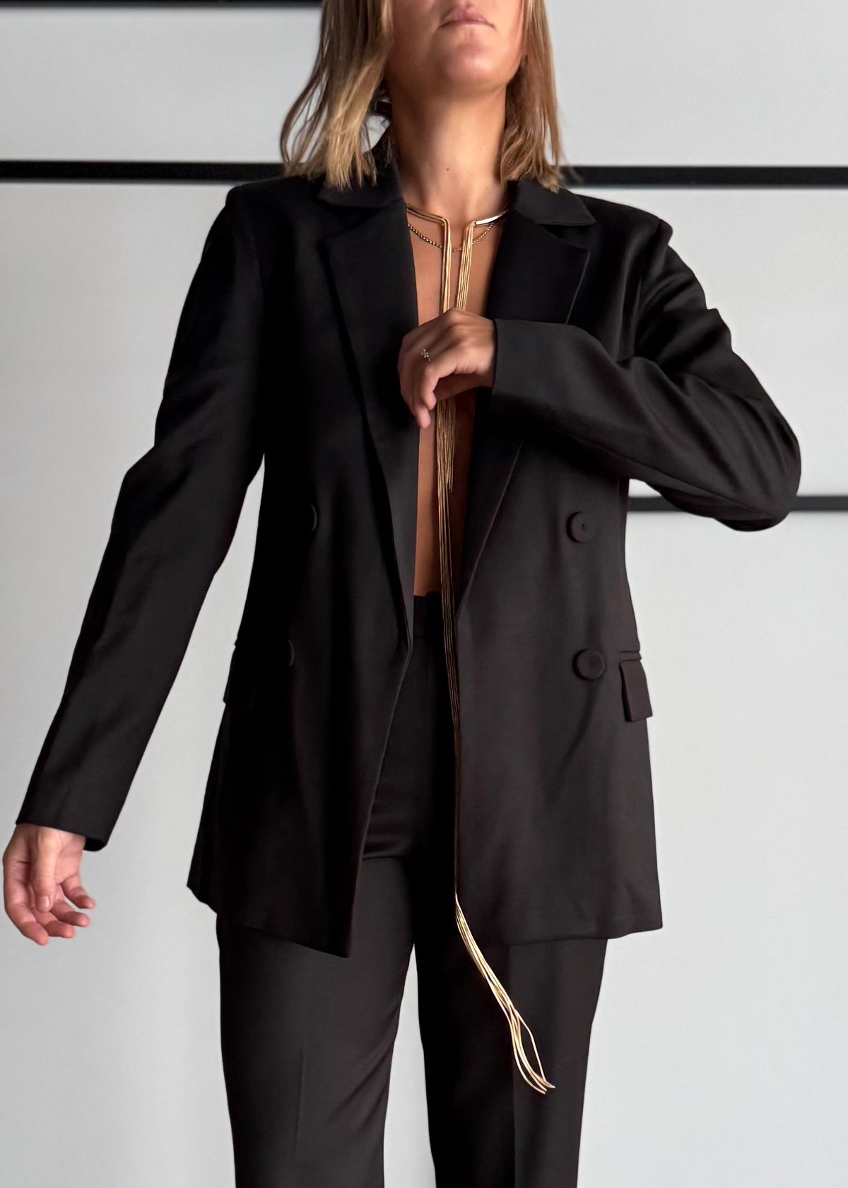 Blazer nero doppiopetto sartoriale - ZAHJR