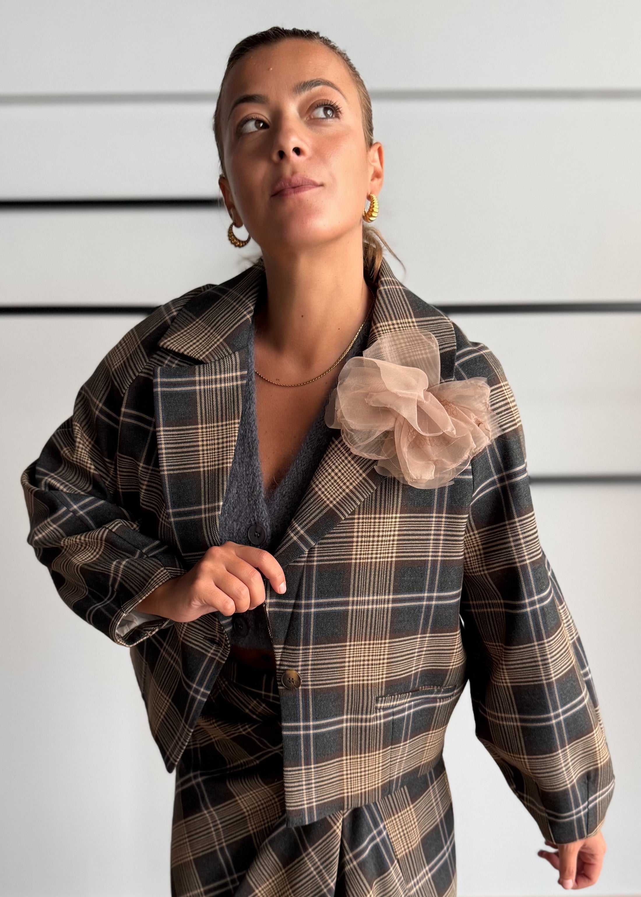 Blazer over tartan con spilla - PHILIALOFT