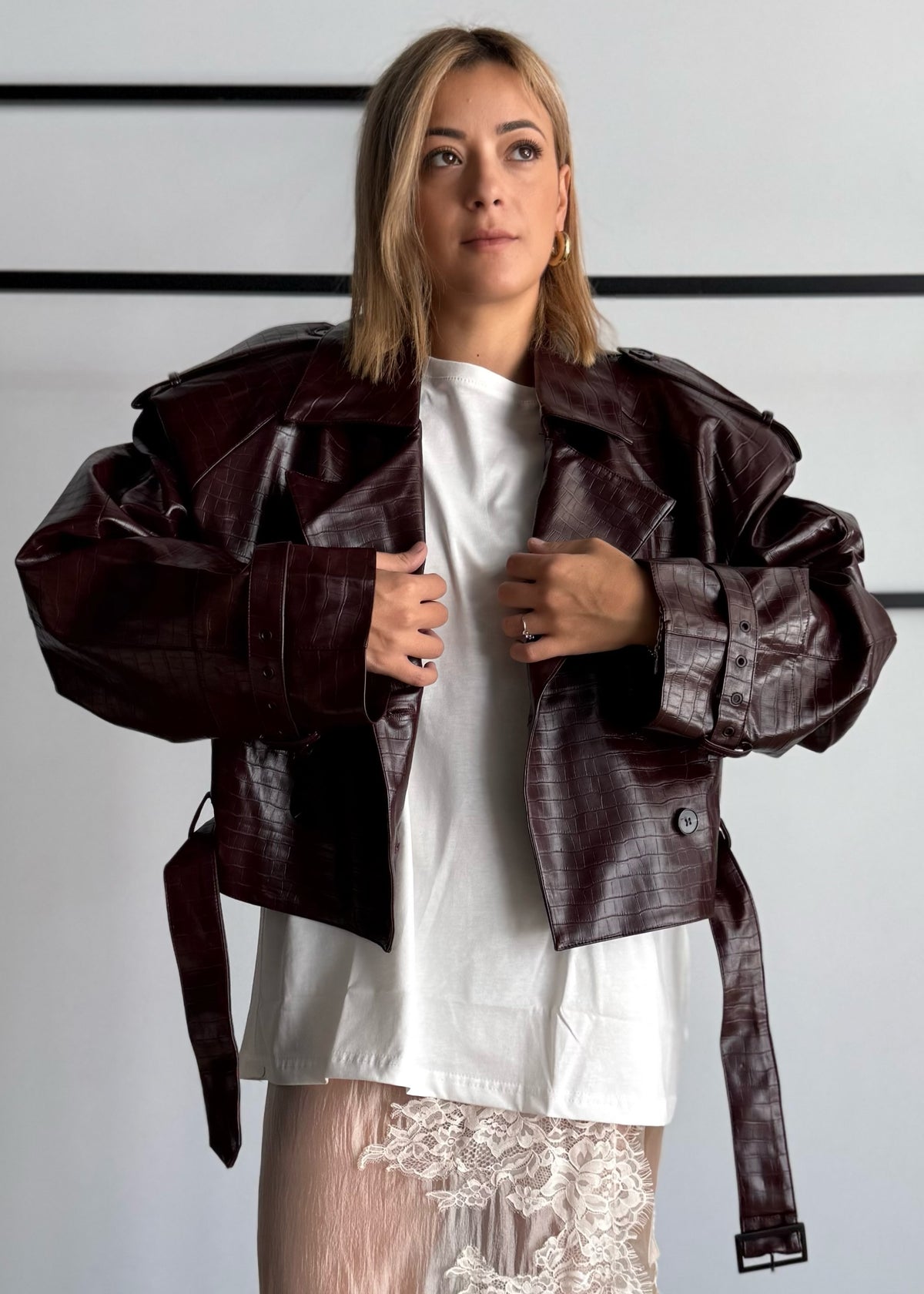 Giacca over cropped effetto cocco - THEVICE