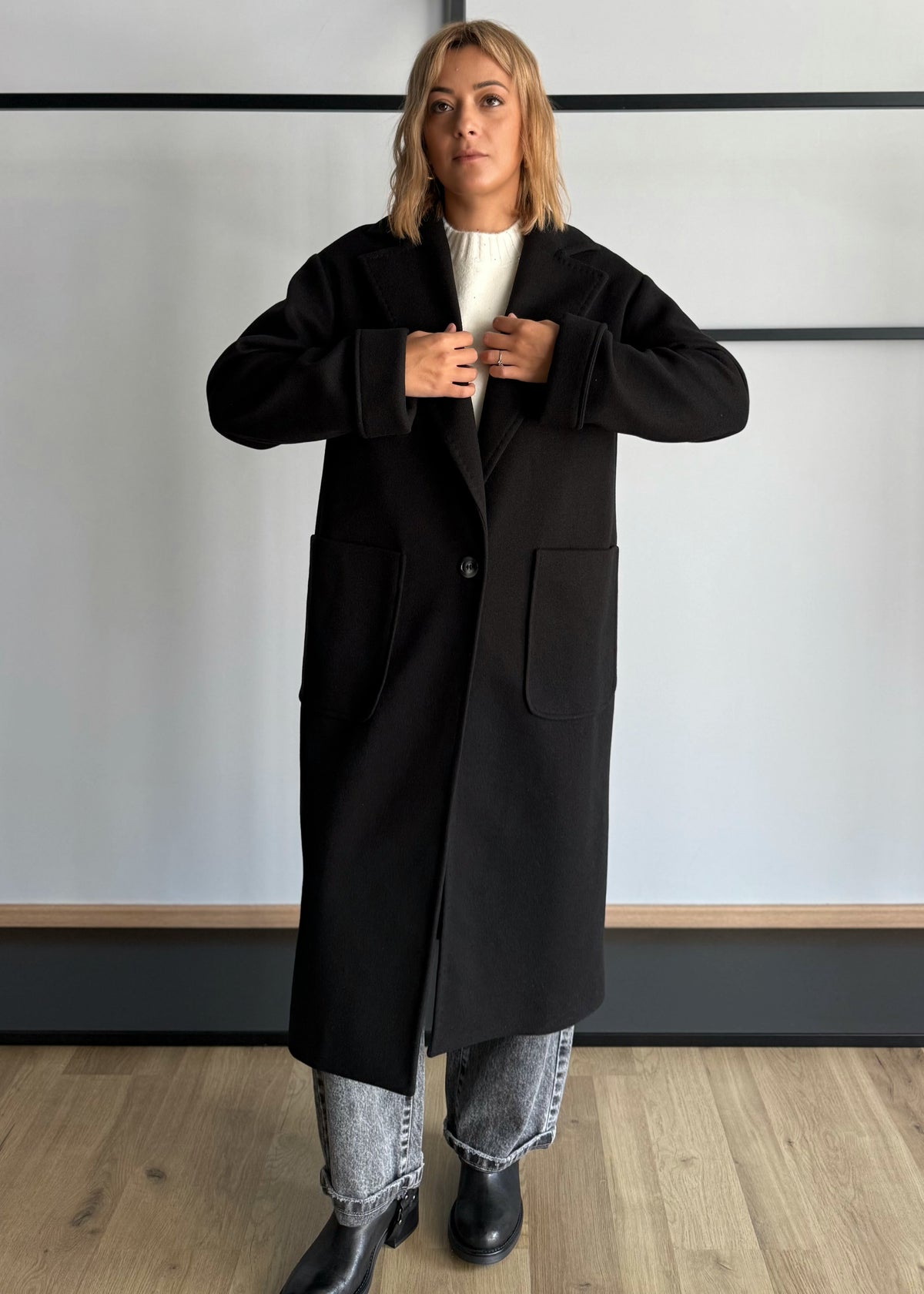 Cappotto lungo monopetto con maxi tasche - ZAHJR