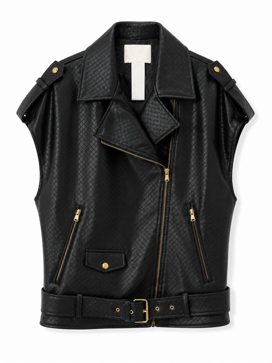 Gilet biker nero effetto pelle intrecciata - ZAHJR
