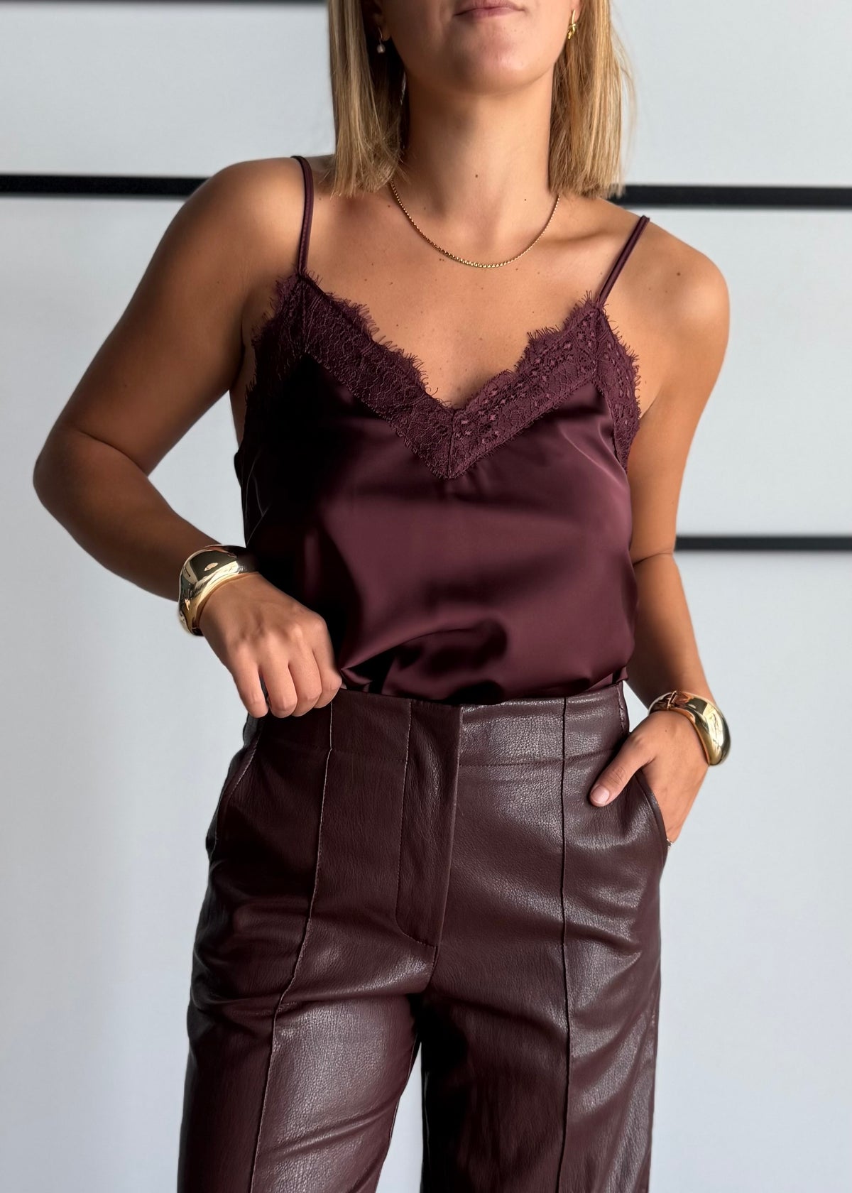 Top lingerie vino con pizzo - ZAHJR
