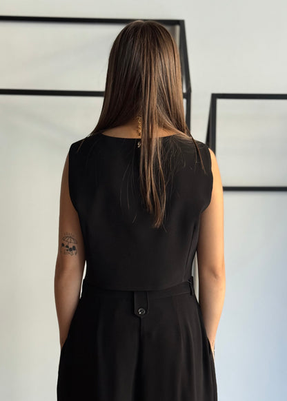 Coordinato gilet e pantalone palazzo in tessuto fluido -PHILIALOFT