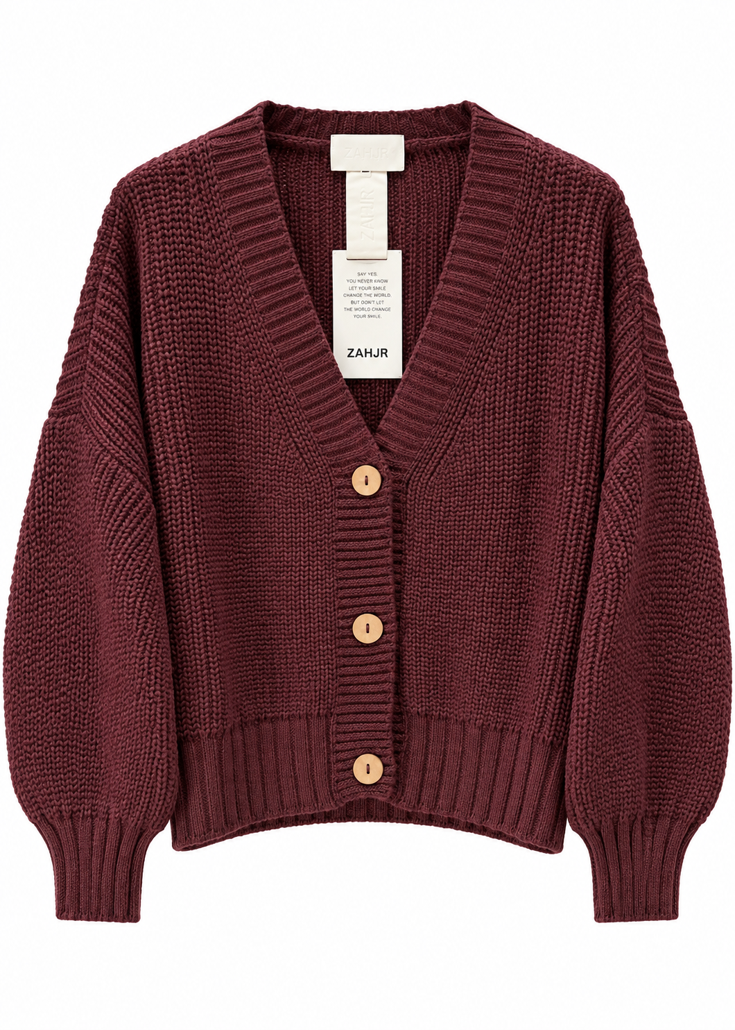 Cardigan chunky vino con bottoni - ZAHJR
