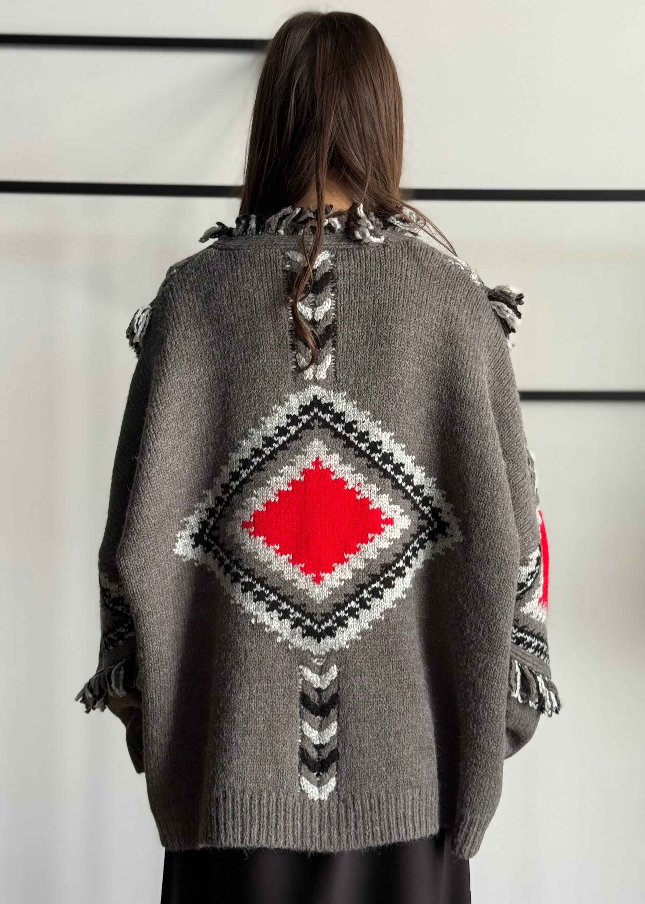 Cardigan boho KONTATTO con frange