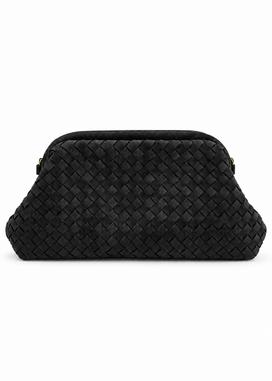 Clutch nera effetto suede