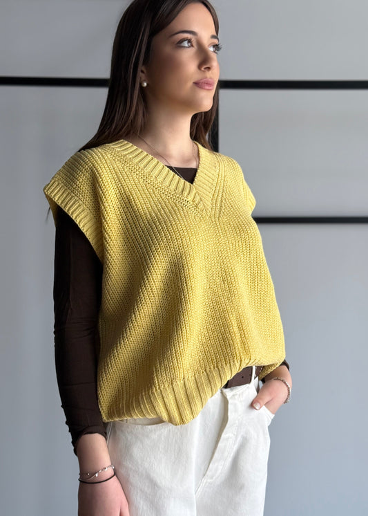 Gilet ZAHJR in maglia giallo